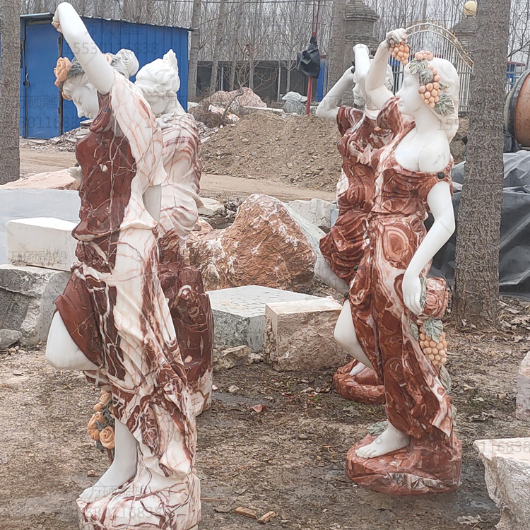 西方人物雕塑 汉白玉四季女神雕像景观摆件