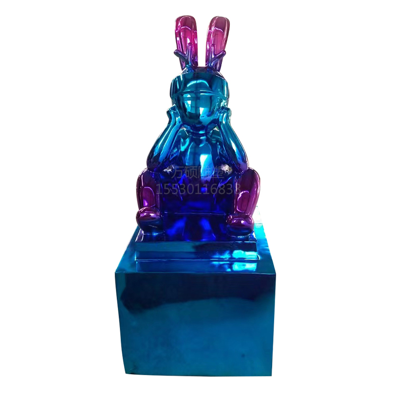电镀玻璃钢兔子雕塑